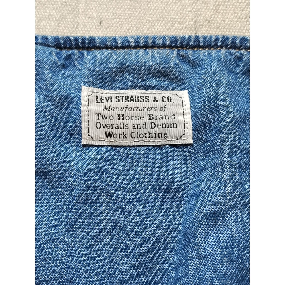 Levis Womens XXL Denim Square Neck Smocked Side Long Sleeve Blouse Blue Top XX - Picture 9 of 10